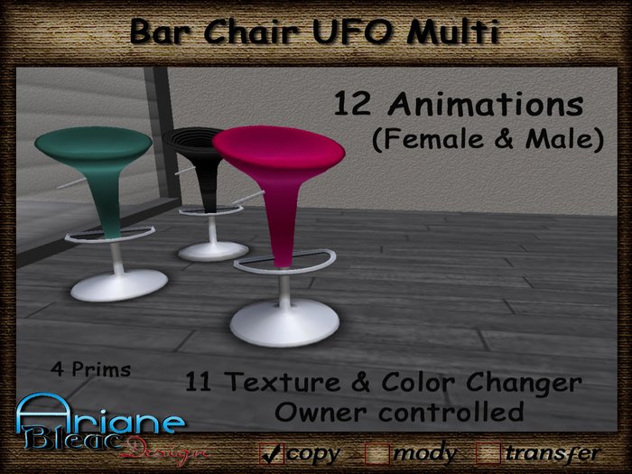 Second Life Marketplace Bar Chair Stool UFO for Home & Club with